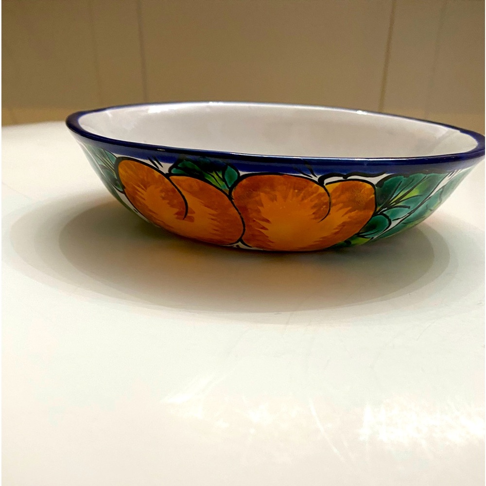 Vtg Mexican Talavera Castillo Hand Painted and Signed 7" Bowl Dish Pottery